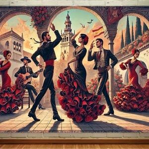 Flamenco Dance vinyl Wall background 70x90 inch